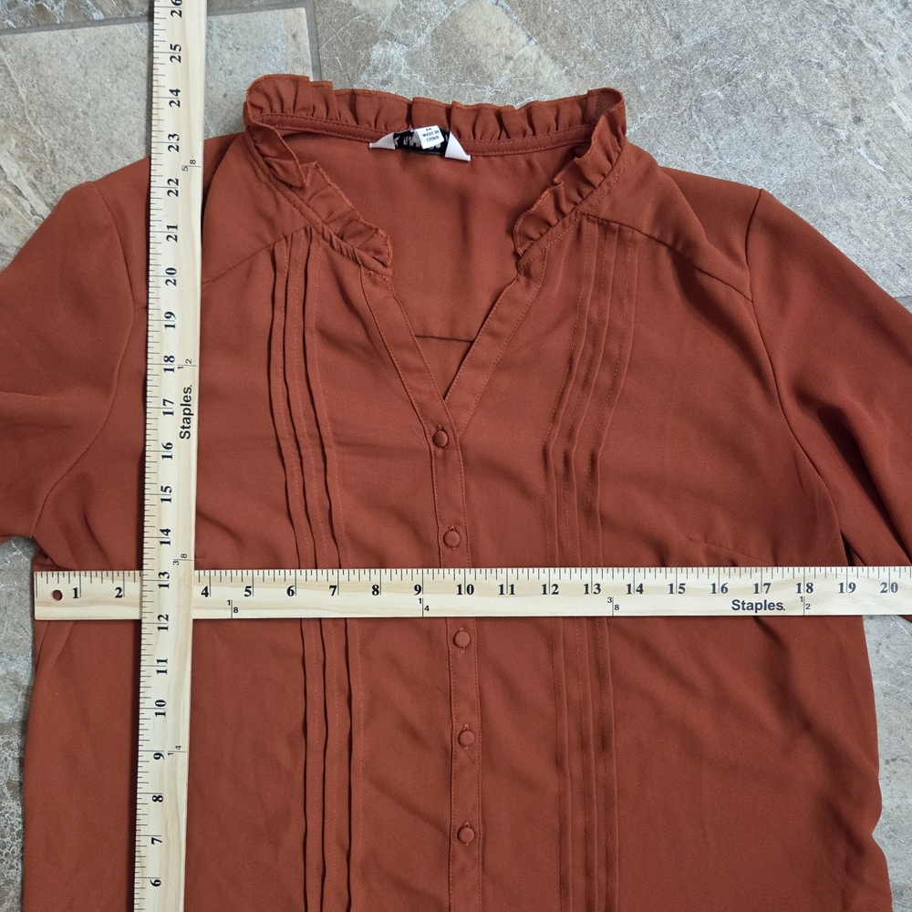 Nanette‎ Lepore Terracotta Button-Up Blouse - Picture 3 of 5